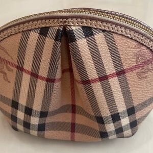 Authentic pre owned Burberry Tan and Black Check Cosmetic Case